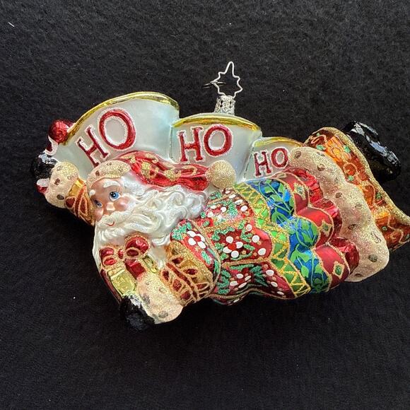 CHRISTOPHER RADKO COLORFULL ORNAMENT #101: SANTA CLAUS: BANNER HOLIDAY - Picture 2 of 5